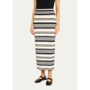 Simkhai Blue White Striped Knit Tessa Midi Skirt NWT $345, Size Medium